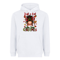 White just a girl who loves christmas afro messy bun Heavyweight Hoodie - texasbilliewilder