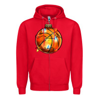 Red christmas  baskerball Zipper Hoodie - Zillion Design Studio