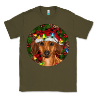 Army Green Christmas Dachshund Classic Tee - RanaPortraitStore
