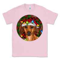 Bubblegum Pink Christmas Dachshund Classic Tee - RanaPortraitStore