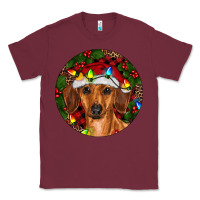 Burgundy Christmas Dachshund Classic Tee - RanaPortraitStore