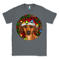 Charcoal Heather Christmas Dachshund Classic Tee - RanaPortraitStore