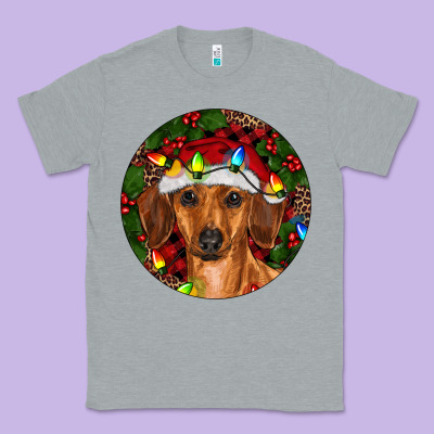 Christmas Dachshund Classic Tee Designed By Ranaportraitstore