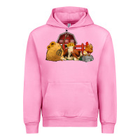 Fuchsia Pink Red Barn Farm Animals Urban Hoodie - Jasminsmagicworld