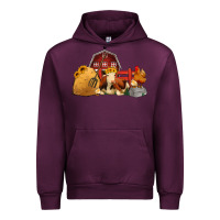 Mauve Wine Red Barn Farm Animals Urban Hoodie - Jasminsmagicworld