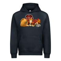 Navy Red Barn Farm Animals Urban Hoodie - Jasminsmagicworld