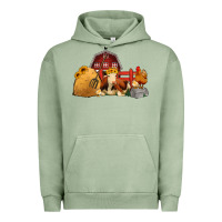 Pigment Oil Green Red Barn Farm Animals Urban Hoodie - Jasminsmagicworld