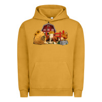 Pigment Peanut Butter Red Barn Farm Animals Urban Hoodie - Jasminsmagicworld