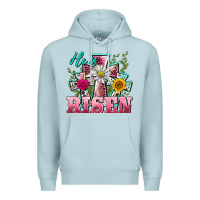 Blue Mist he is risen cross easter Premium Hoodie - BarkalooDesign