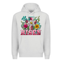 Dove Grey he is risen cross easter Premium Hoodie - BarkalooDesign