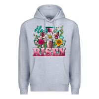 Heather Grey he is risen cross easter Premium Hoodie - BarkalooDesign