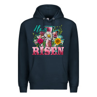 Navy he is risen cross easter Premium Hoodie - BarkalooDesign