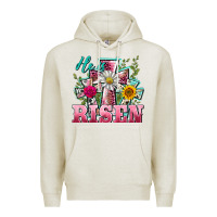 Oatmeal Heather he is risen cross easter Premium Hoodie - BarkalooDesign