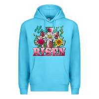 Ocean Blue he is risen cross easter Premium Hoodie - BarkalooDesign