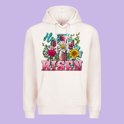 He Is Risen Cross Easter Premium Hoodie Designed By Barkaloodesign