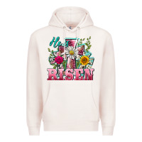 Pale Pink he is risen cross easter Premium Hoodie - BarkalooDesign
