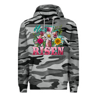 Slate Camo he is risen cross easter Premium Hoodie - BarkalooDesign