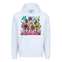 White he is risen cross easter Premium Hoodie - BarkalooDesign