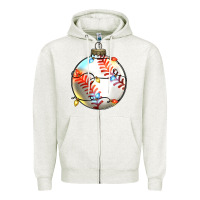 Oatmeal Heather christmas  baseball Zipper Hoodie - Zillion Design Studio
