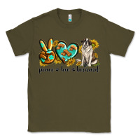 Army Green peace love st. bernard Classic Tee - texasbilliewilder