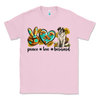 Bubblegum Pink peace love st. bernard Classic Tee - texasbilliewilder