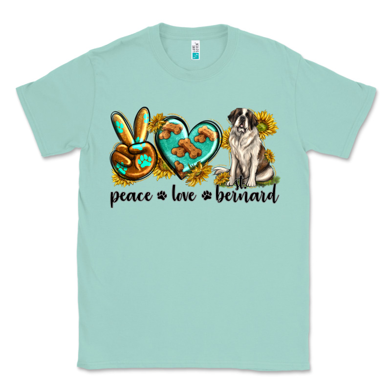 Peace Love St. Bernard Classic Tee by texasbilliewilder | Teevron