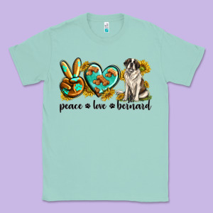 Peace Love St. Bernard Classic Tee Designed By Texasbilliewilder
