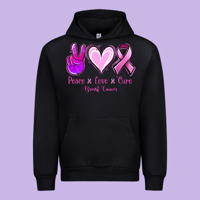 Peace Love Cure Breast Cancer Urban Hoodie Designed By Jasminsmagicworld