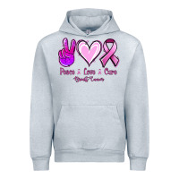 Heather Grey Peace Love Cure Breast Cancer Urban Hoodie - Jasminsmagicworld