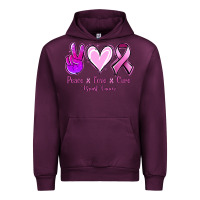 Mauve Wine Peace Love Cure Breast Cancer Urban Hoodie - Jasminsmagicworld