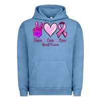Pigment Pebble Blue Peace Love Cure Breast Cancer Urban Hoodie - Jasminsmagicworld