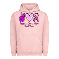 Pigment Salmon Peace Love Cure Breast Cancer Urban Hoodie - Jasminsmagicworld
