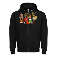 Black coffee cups indian headdress Zipper Hoodie - texasbilliewilder