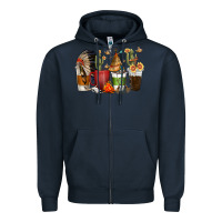 Navy coffee cups indian headdress Zipper Hoodie - texasbilliewilder