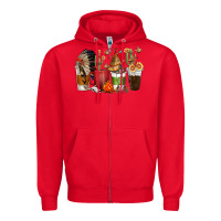 Red coffee cups indian headdress Zipper Hoodie - texasbilliewilder