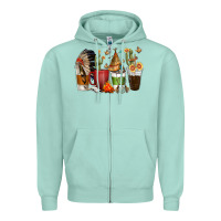 Seafoam coffee cups indian headdress Zipper Hoodie - texasbilliewilder