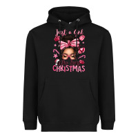 Black just a girl who loves pink christmas messy bun Heavyweight Hoodie - texasbilliewilder