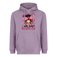 Lavender just a girl who loves pink christmas messy bun Heavyweight Hoodie - texasbilliewilder