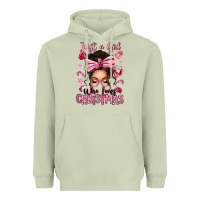 Matcha just a girl who loves pink christmas messy bun Heavyweight Hoodie - texasbilliewilder