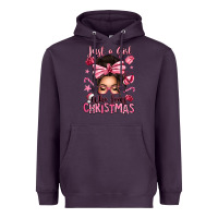 Plum just a girl who loves pink christmas messy bun Heavyweight Hoodie - texasbilliewilder