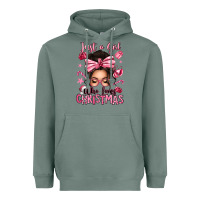 Sage just a girl who loves pink christmas messy bun Heavyweight Hoodie - texasbilliewilder