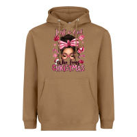 Toasted Coconut just a girl who loves pink christmas messy bun Heavyweight Hoodie - texasbilliewilder