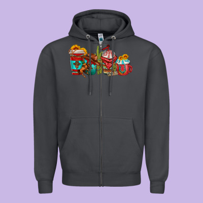 Cowboy Coffee Cups Zipper Hoodie Designed By Texasbilliewilder