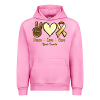 Fuchsia Pink Peace Love Cure Bone Cancer Urban Hoodie - Jasminsmagicworld