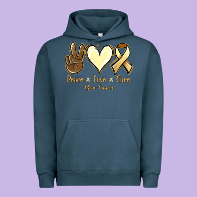 Peace Love Cure Bone Cancer Urban Hoodie Designed By Jasminsmagicworld