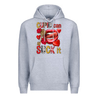 Heather Grey cupid can suck it Premium Hoodie - NancyCooperArtShop
