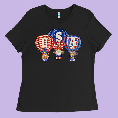 Usa Air Balloon Gnomies Ladies Tee Designed By Barkaloodesign