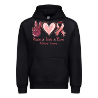 Black Peace Love Cure Uterine Cancer Urban Hoodie - Jasminsmagicworld