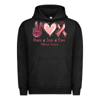 Pigment Black Peace Love Cure Uterine Cancer Urban Hoodie - Jasminsmagicworld