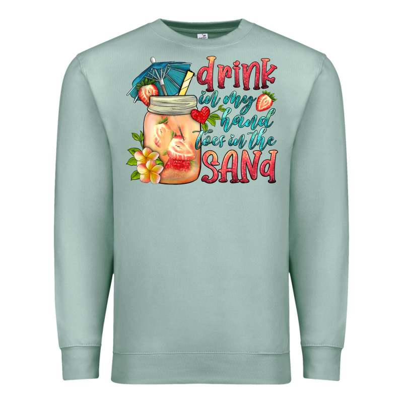 Drink In My Hand Toes In The Sand Premium Sweatshirt by HRA Design Shop | Teevron